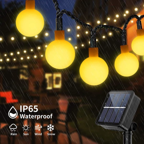 Solar Outdoor Light String 50 LED'er 9,5M Vandtæt IP65 med 8 Li
