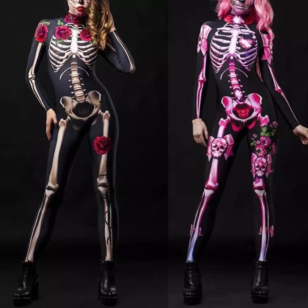 Rose Skull Cosplay Kostume Fest Scary One Piece Performance Fest Halloween Kostumer.5XL.