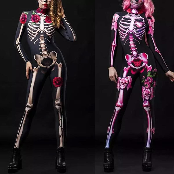 Ruusukallo Cosplay-asujuhla Pelottava Yksivärinen Esitysjuhla Halloween-asut.L.
