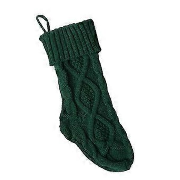 Kraftig Stickad Julklapp Present Godisstrumpor Julstrumpa Högtider Fest Heminredning Green 37cm
