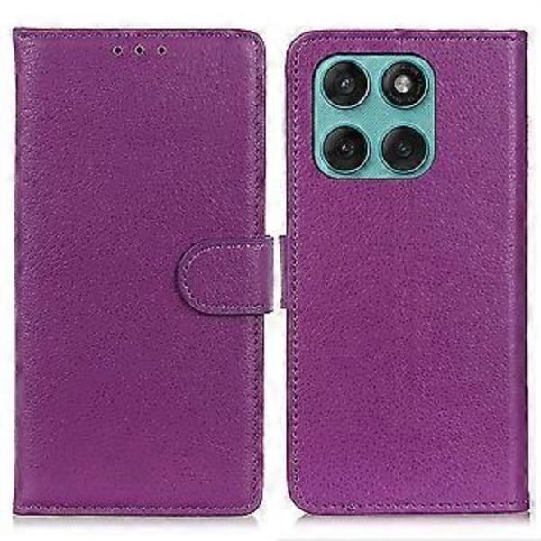 Plånboksfodral för Motorola Edge 60 Fusion 5G PU Läder Telefonskal Litchi Textur Purple