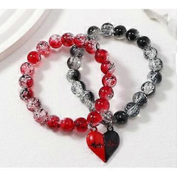 1 Par Magnetiske Hjertearmbånd Til Par Zinklegering Matchende Armbånd Til Kæreste Og Kæreste Romantiske Smykker Til Valentinsdag
