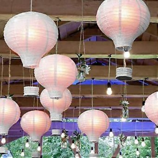6 stk. Lampion Papir Luftballon Lanterne Hvidt Papir Til Fødselsdagsdekoration, Bryllup, Fest (30 cm)