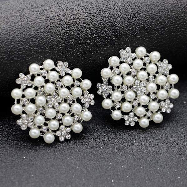1 Par Krystal Rhinestone Perle Sko Klips Brude Sko Spænder D