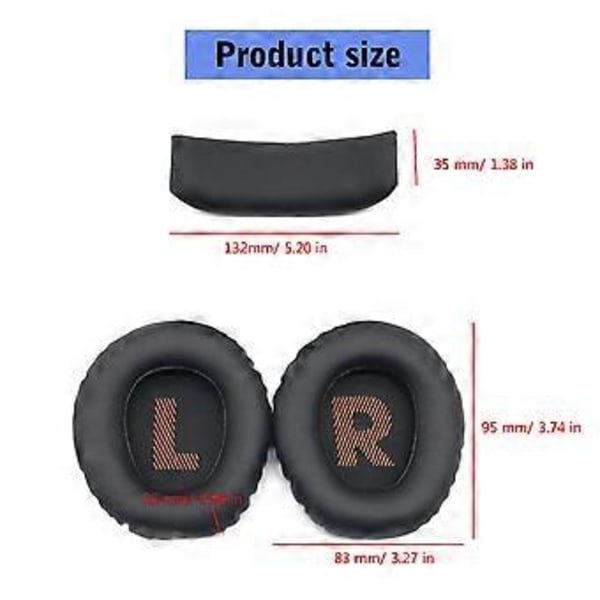 Proteinläder Öronkuddar Huvudbandsersättning för 350 360 Gaming Headset, Öronkuddar med Ljudisolerande Skum Blå Blue