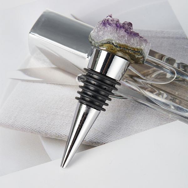 Naturlige ædelstensvinpropper Krystalvinflaskepropper med gaveæske til bryllupsfester og dekoration (Amethyst)