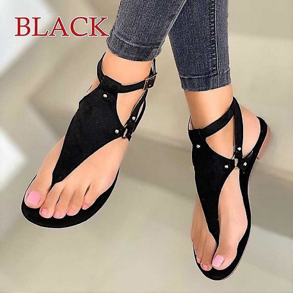 Kvinnesandaler 2023 Sommer Utendørs Strand Flip-flop Sandaler Solid Fashion Gladiator Sandaler Kvinner Flats Casual Damesko.40.1