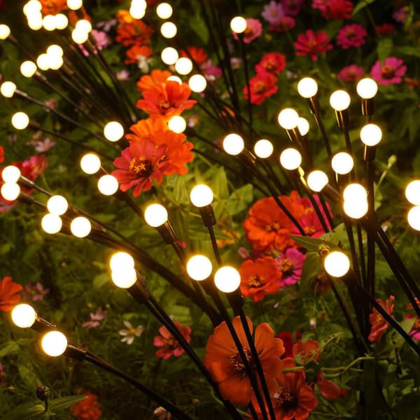 Rødt rosesæt med 2 kunstige rose LED-solcellelamper til udendørs