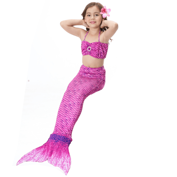 Barn och flickor vacker fiskstjärt bikini set baddräkt -6-7 år, lila