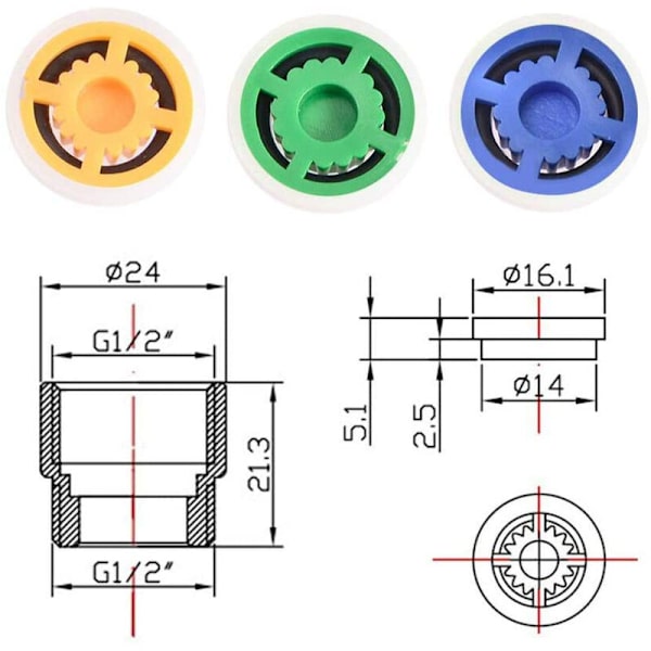 Dusjstrømsregulator Vannstrømsbegrenser Dusjstrømsbegrenser Som Vannbegrenser I Dusjen, For Hotel Dusj, Bad, Toalett, Hotell, 4PCS，e