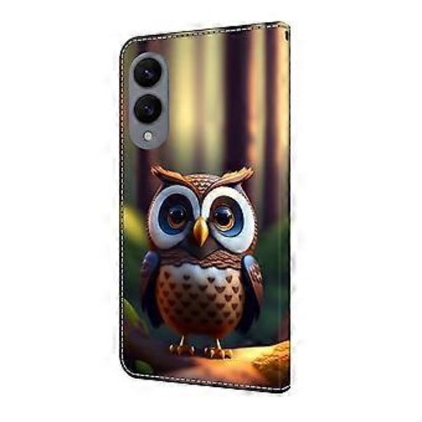 Læderetui med mønstertryk, pung og stativ til Samsung Galaxy S25 Edge Brown Little Owl