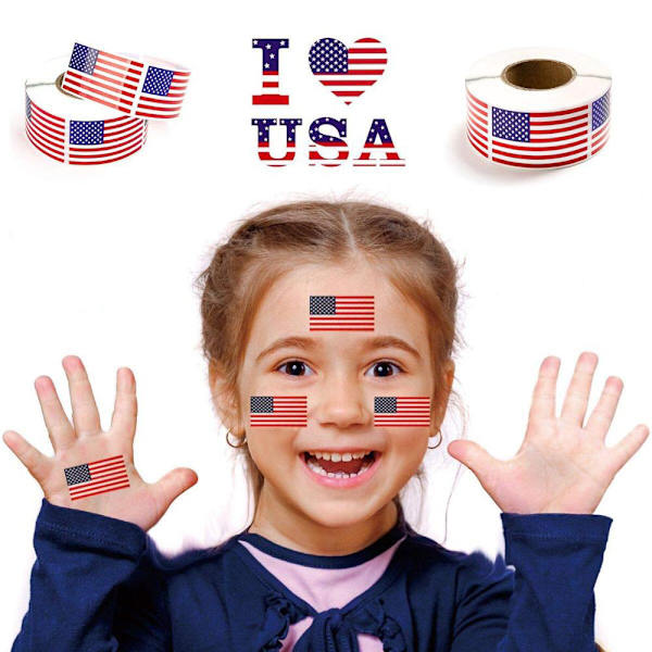 (2-pack) Amerikanska Flaggdekaler USA-flaggor - 250 per rulle - 1,25\"