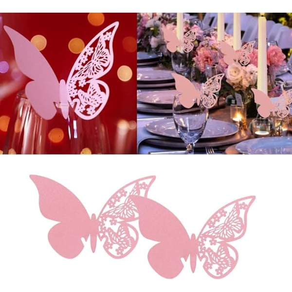 100 st Butterfly Place Cards Sittkort Fjärilsform 3D Flo