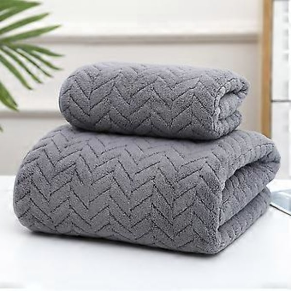 Håndkle Badehåndklesett Fløyelspunnet Svært Absorberende Mykt Badehåndkle Egnet For Baderom Spa Gym Gray