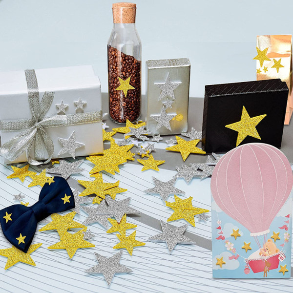 Populära, jul EVA guld pulver svamp klistermärken stjärna klistermärken