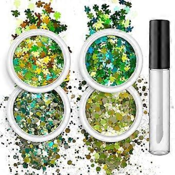 4 Ask Glitter Paljettset Glitterkit Smink Glitter Ansiktsglitter Kroppsglitter Paljett Nagelglitter Paljetter för Naglar Ansikte Set of 14