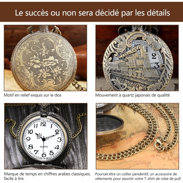 Vintage-taskukello, miesten steampunk-taskukello Ch