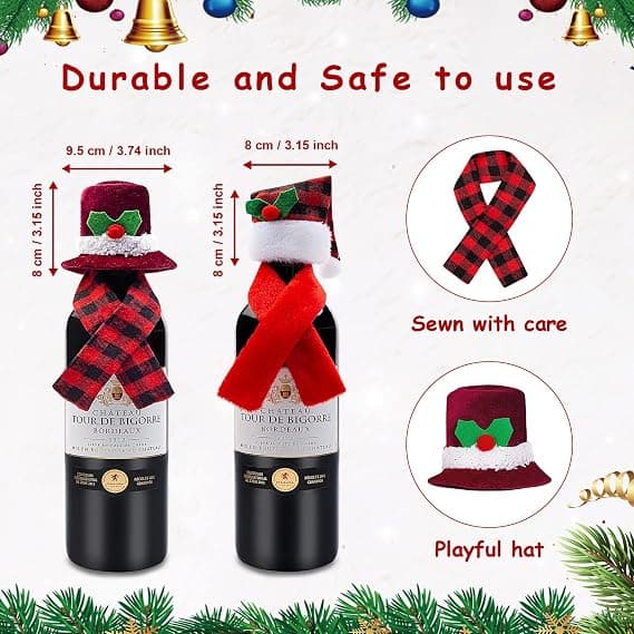 (12PCS) Julevinsflaskedekselsett, Mini Jule-nissehue
