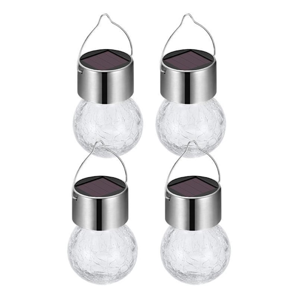 4-pak Hengende Solcellelamper Utendørs Juledekorasjoner, Flerfarget Skiftende Sprengt Glasskulelys Vanntett LED-Lykter Med Klips For Paraply, Hage, Gårdsplass, Terrasse, Tre, Feriedekorasjoner