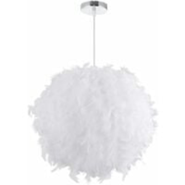 1 stk fjær anheng lysekrone 30 cm E27 40W hvit