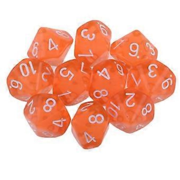 Muoviset 10 kpl 10-sivuiset D10 &D RPG Lautapeli Lelu DIY (Oranssi) Orange