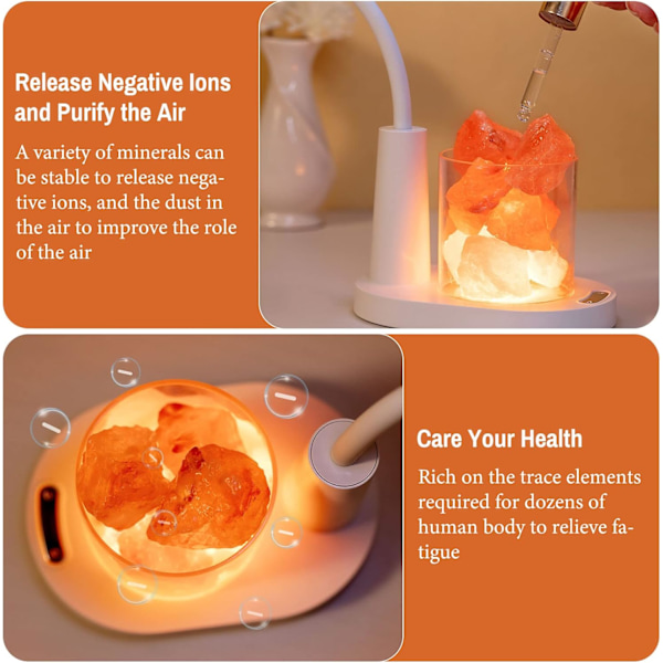 Børne skrivebordslampe, bordlampe med Himalaya salt, automatisk farve C