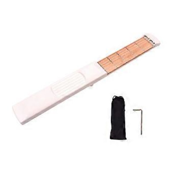 4 Band 6 Band Fickgitarr Ackord Tränare Vänster Hand med Förvaringsväska och Skiftnyckel för Nybörjare (Vit 6 Band) White 6 Fret