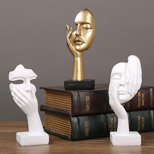 Maske, dekorative figurer, moderne stuedekorasjon, statue