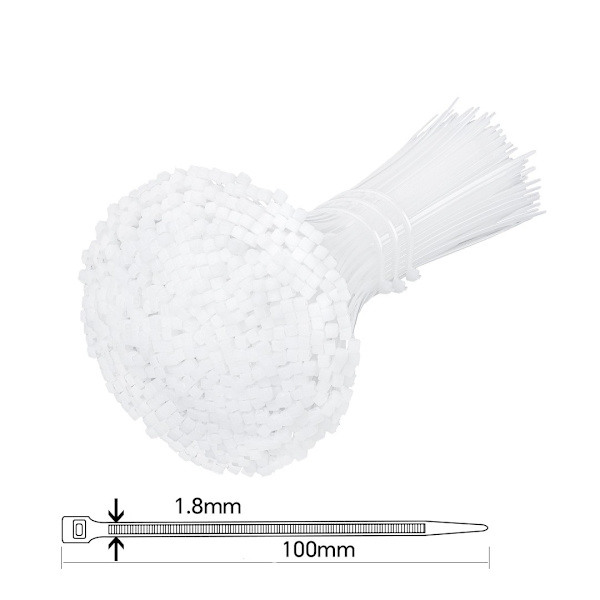 Nylon-kaapelit 10 cm pitkät valkoisena ja mustana nylonina 1 pakkaus 1000 kpl, -
