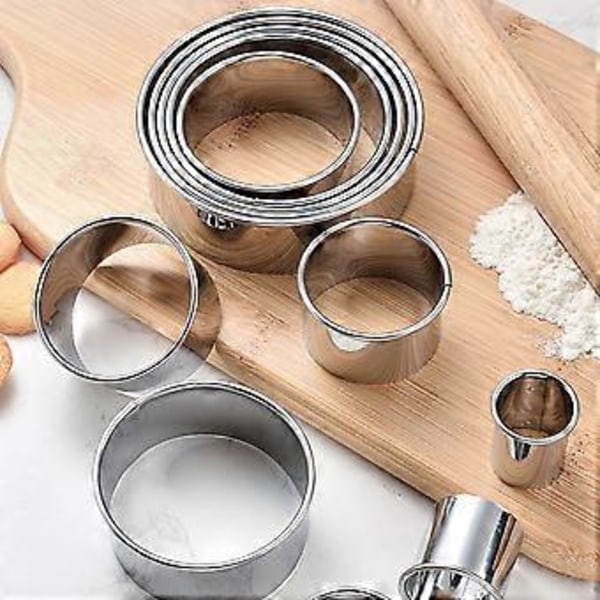 1 Sett Kakeform i Rustfritt Stål Mousse Ring Runde Dessertringer Husholdnings Bakeverktøy