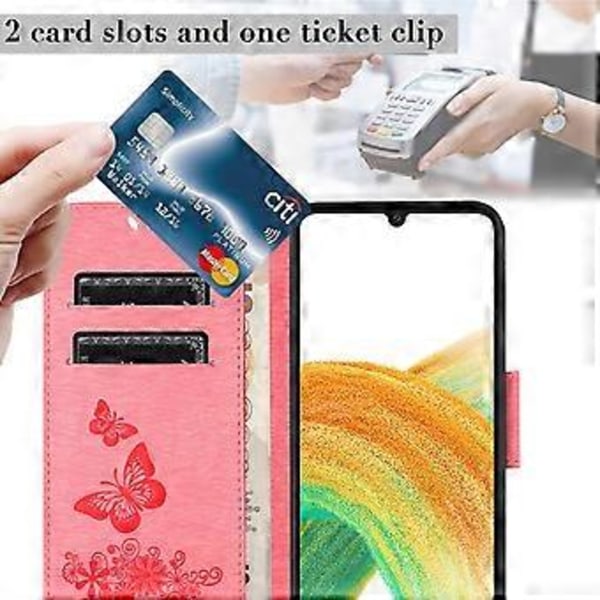 Fodral för Samsung Galaxy A05s 4G, Folio PU Läder Fjärilar Blomma Mobilskal Style D