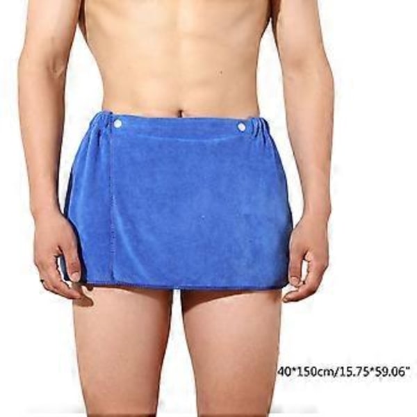 Strandhandduk i korallfleece för män, snabbtorkande absorberande badhandduk för utomhusbruk, lindad simning, fitness, badrock, blå Blue