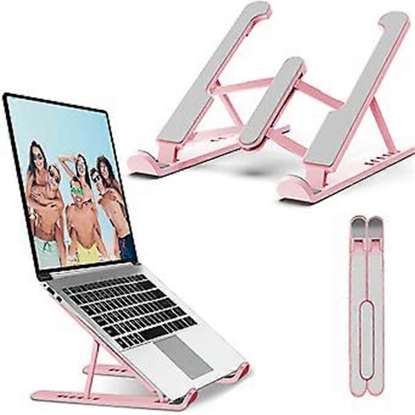Laptop Stativ, Foldbar Desktop Laptop Stativ, Bærbar Justerbar Laptop Stativ, Gave til Ham, Pink