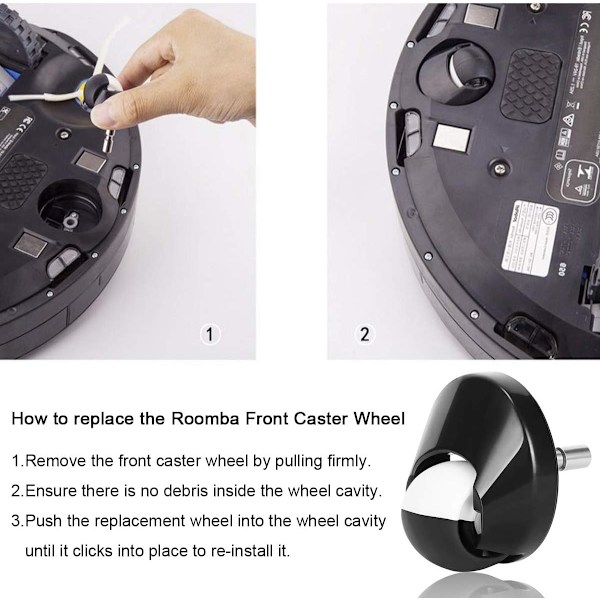Pakke med 2 erstatningshjul (hvite) for iRobot Roomba 6