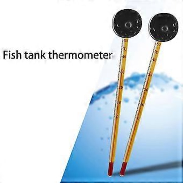 Internt Akvarium Letlæseligt Sugekop Termometer Stick Akvarietermometer Termograf Nøjagtigt Termometer Gul Yellow
