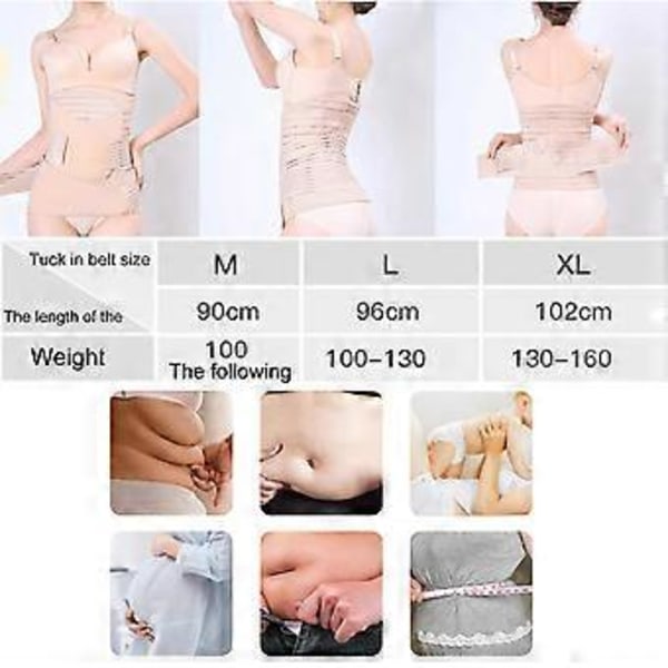 3 i 1 Støttebind til Maven Efter Fødslen, Bælte til Postnatal, Barsel, Girdler til Kvinder, Talje Shapewear (Sort XL) Black XL