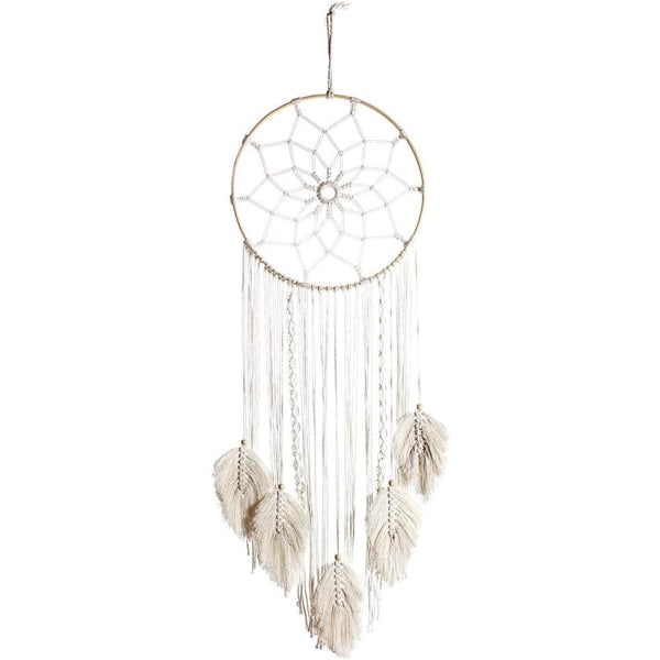 Vit - Handgjord Bohemian Dreamcatcher - Stor Lace Dreamcatcher