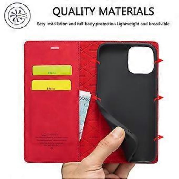 LC.IMEEKE Magnetiskt PU + TPU-fodral för iPhone 13 Pro Red