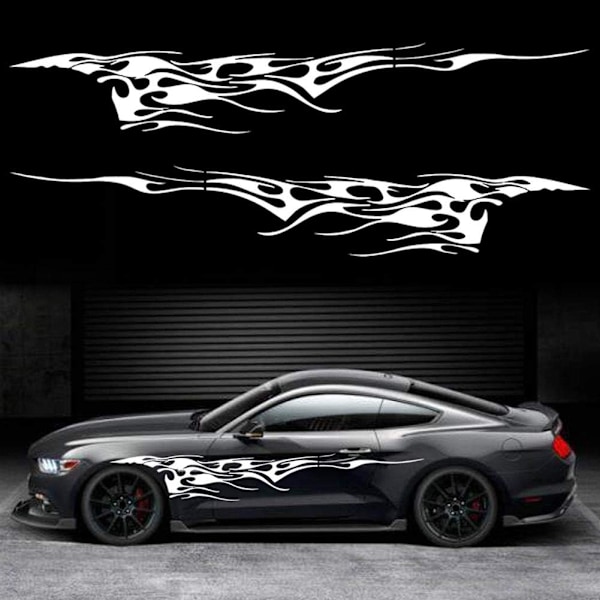 (Style1 Hvid) 2 stk. 103'' Universelle Flamme Grafikker Bil Auto Karosseri