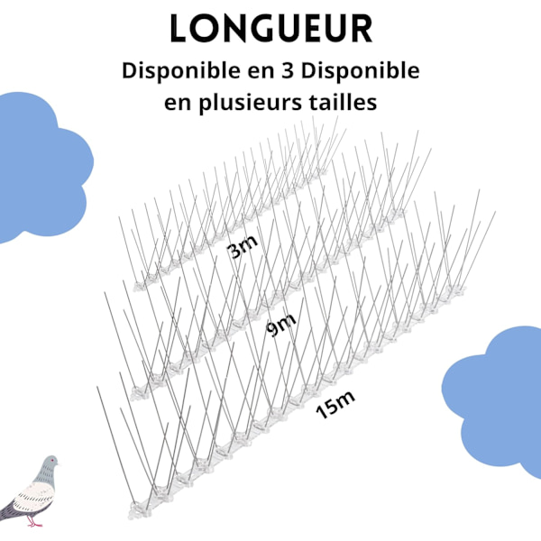 (3 m，12 paria piikkejä)，Anti Pigeon Spike, Pigeon Repeller 3 m A