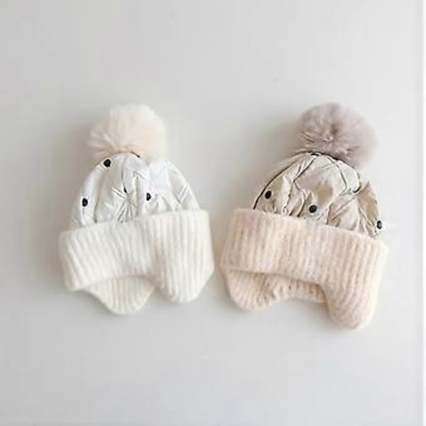 Tyylikkäät vauvan korvia suojaavat pipot liukumattomalla muotoilulla, unisex vauvan talvihattu korvasuojilla, pehmeät taaperon pipot, valkoinen White