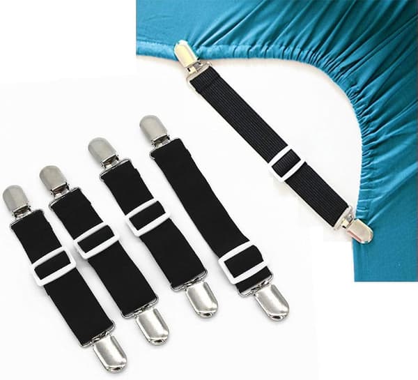 Justerbare lagenholdere, elastiske stropper, lagner clips