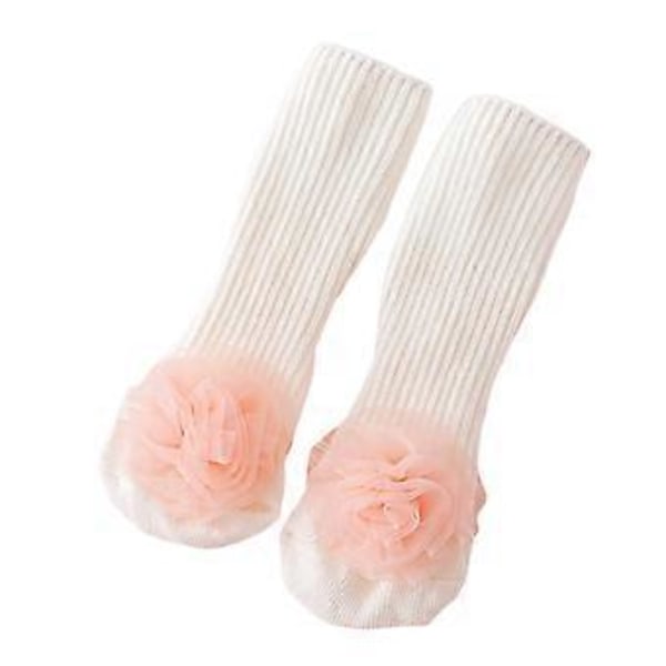 2 st/set Babystrumpor Blomma Halkfria Strumpor för 0-24M Spädbarn Flickor Nyfödda Barnstrumpor med Spets Rosett Dekorationer liten blomma XS little flower XS
