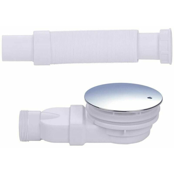 Dusjrenne 90 mm, ekstra flat, avløpshull for dusjkar, sifon