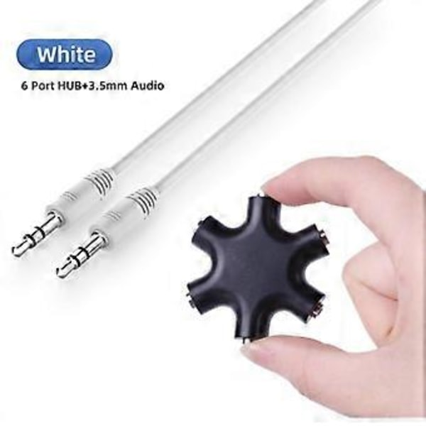 6 i 1 3,5 mm Audio Splitter Multi Hodetelefonadapter 1 Hann Til 5 Hunn AUX Audio