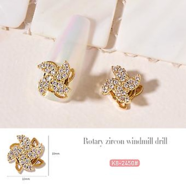 Nya Nageltillbehör Zirkon Diamant Roterande Nagelöverförings Pärlor C