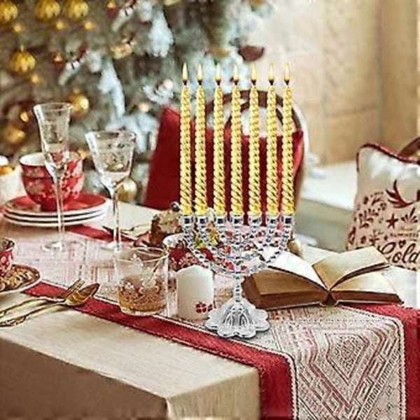 Hanukkah Menorah Metall Ljushållare Tealight Hållare 7 Grenar Ljusstake för Middagsbjudningar Dekorationer Heminredning Höjd 17cm (Silverfärgad) Silvery