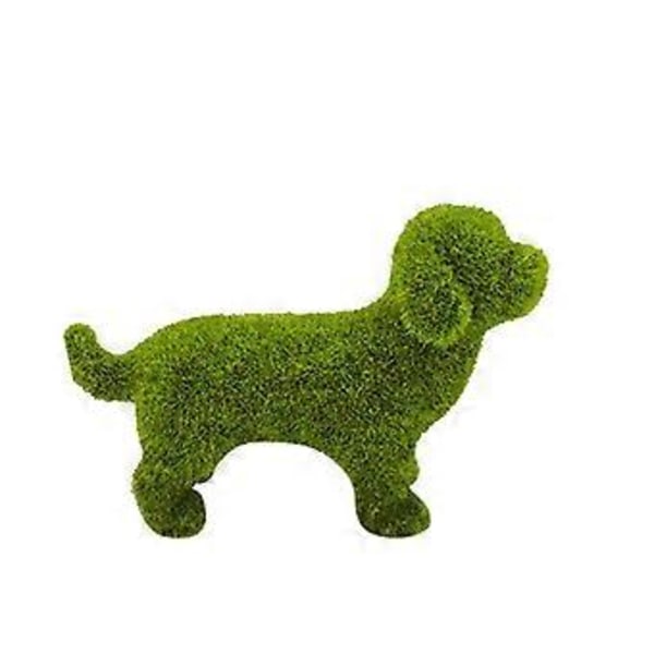 Grön Luddig Hundstaty i Konstgjord Moss för Utomhusbruk, Söta Valpfigurer, Skulpturer, Hemträdgård, Gräsmatta, Gårdskonstdekoration