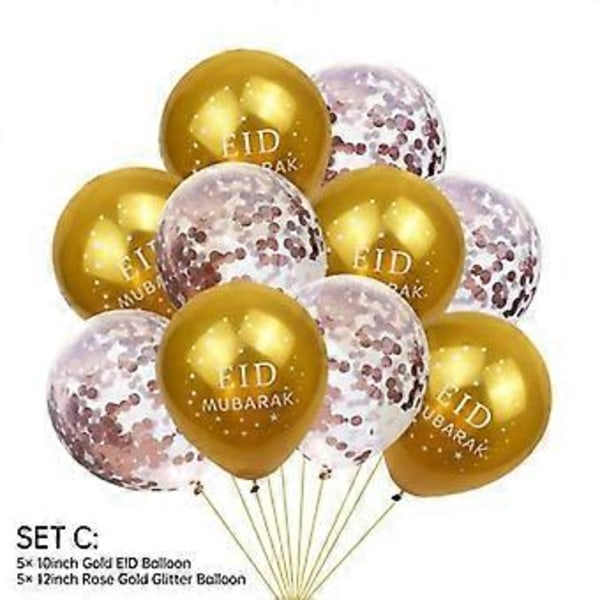 10 stk. Eid Mubarak Latex Ballong Ramadan Kareem Dekorasjon Luft Globos Ramadan Mubarak