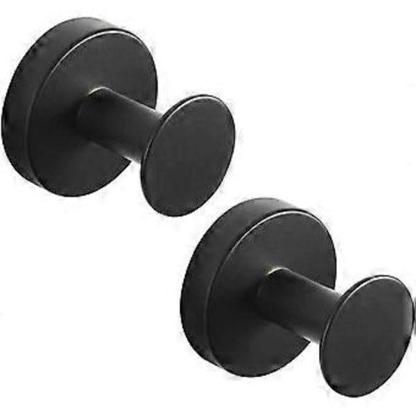 Nirvana Set med 2 Runda Rostfria Rockkrokar Svart Färg, Rockkrok Svartmålad Finish Väggmonterad, Handduksställ Modern Stil